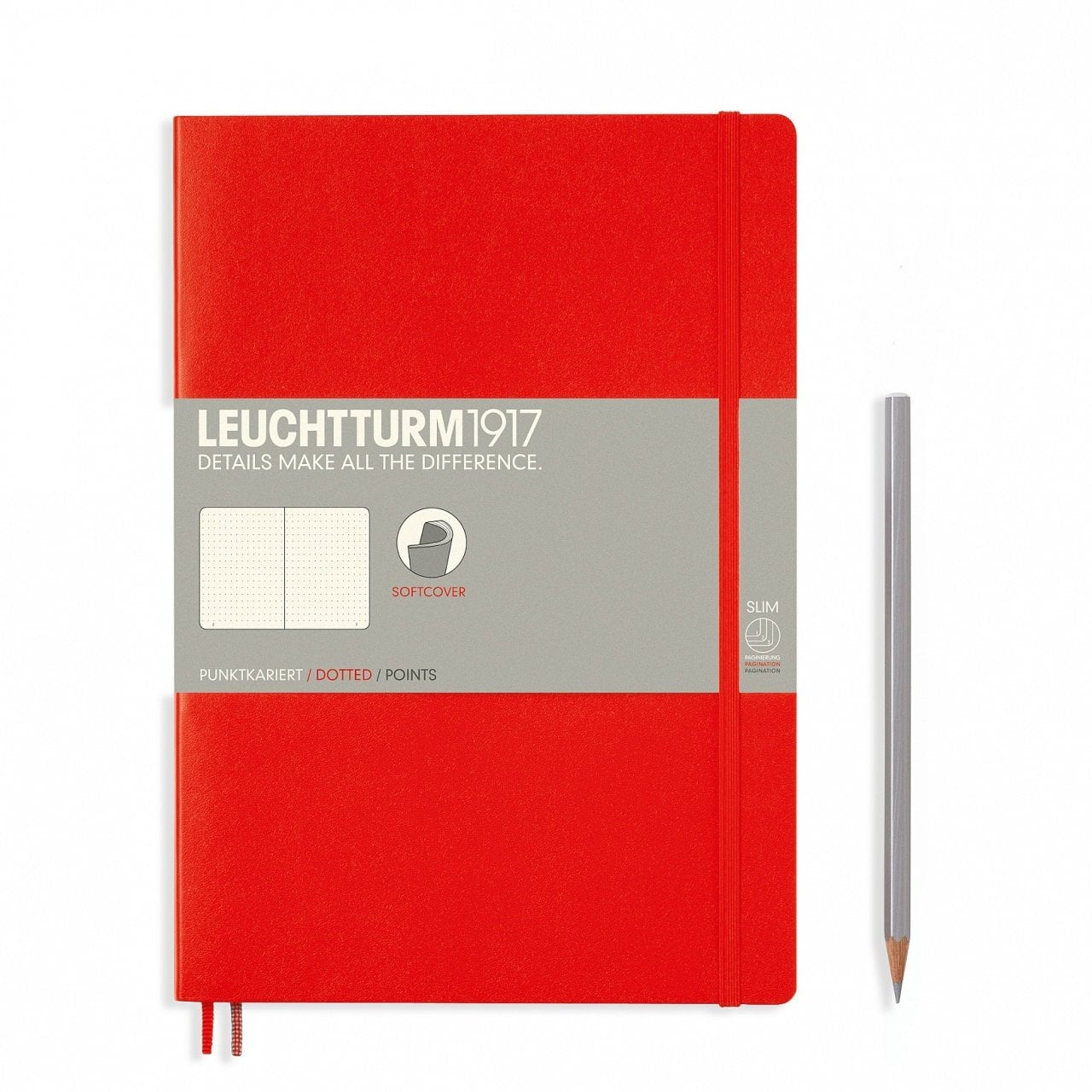 Leuchtturm1917 Not Defteri Tablet Boy (B5), Yumuşak Kapak, 123 Numaralandırılmış Sayfa, Noktalı - Kırmızı