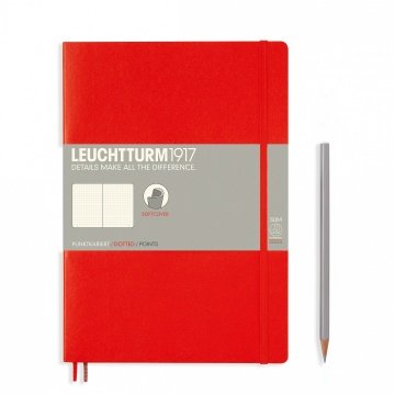 Leuchtturm1917 Not Defteri Tablet Boy (B5), Yumuşak Kapak, 123 Numaralandırılmış Sayfa, Noktalı - Kırmızı