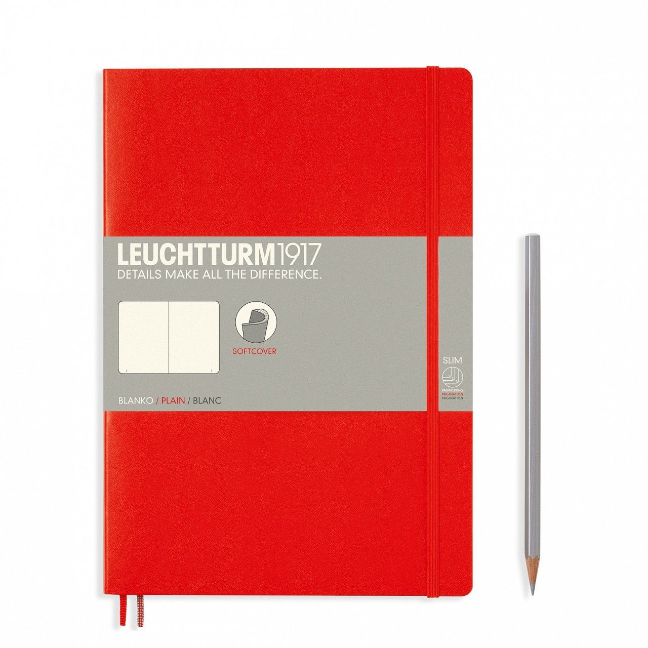 Leuchtturm1917 Not Defteri Tablet Boy (B5), Yumuşak Kapak, 123 Numaralandırılmış Sayfa, Düz - Kırmızı