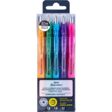 Pack de 5 stylos gel SERVE XBerry 0,7 mm