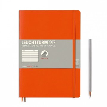 Leuchtturm1917 Not Defteri Tablet Boy (B5), Yumuşak Kapak, 123 Numaralandırılmış Sayfa, Çizgili - Turuncu