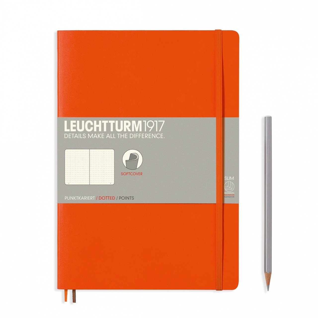 Leuchtturm1917 Not Defteri Tablet Boy (B5), Yumuşak Kapak, 123 Numaralandırılmış Sayfa, Noktalı - Turuncu