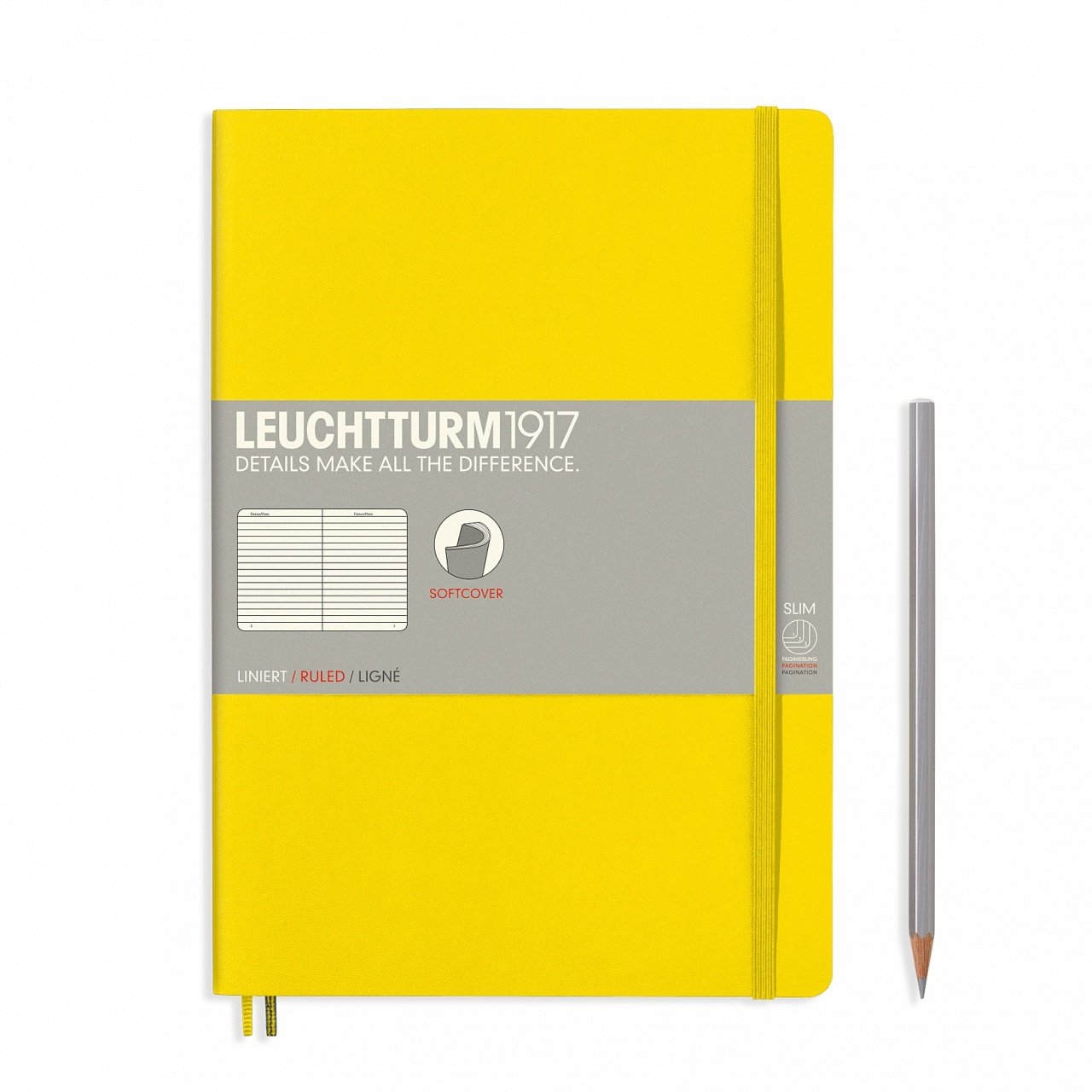 Leuchtturm1917 Not Defteri Tablet Boy (B5), Yumuşak Kapak, 123 Numaralandırılmış Sayfa, Çizgili - Limon Sarı