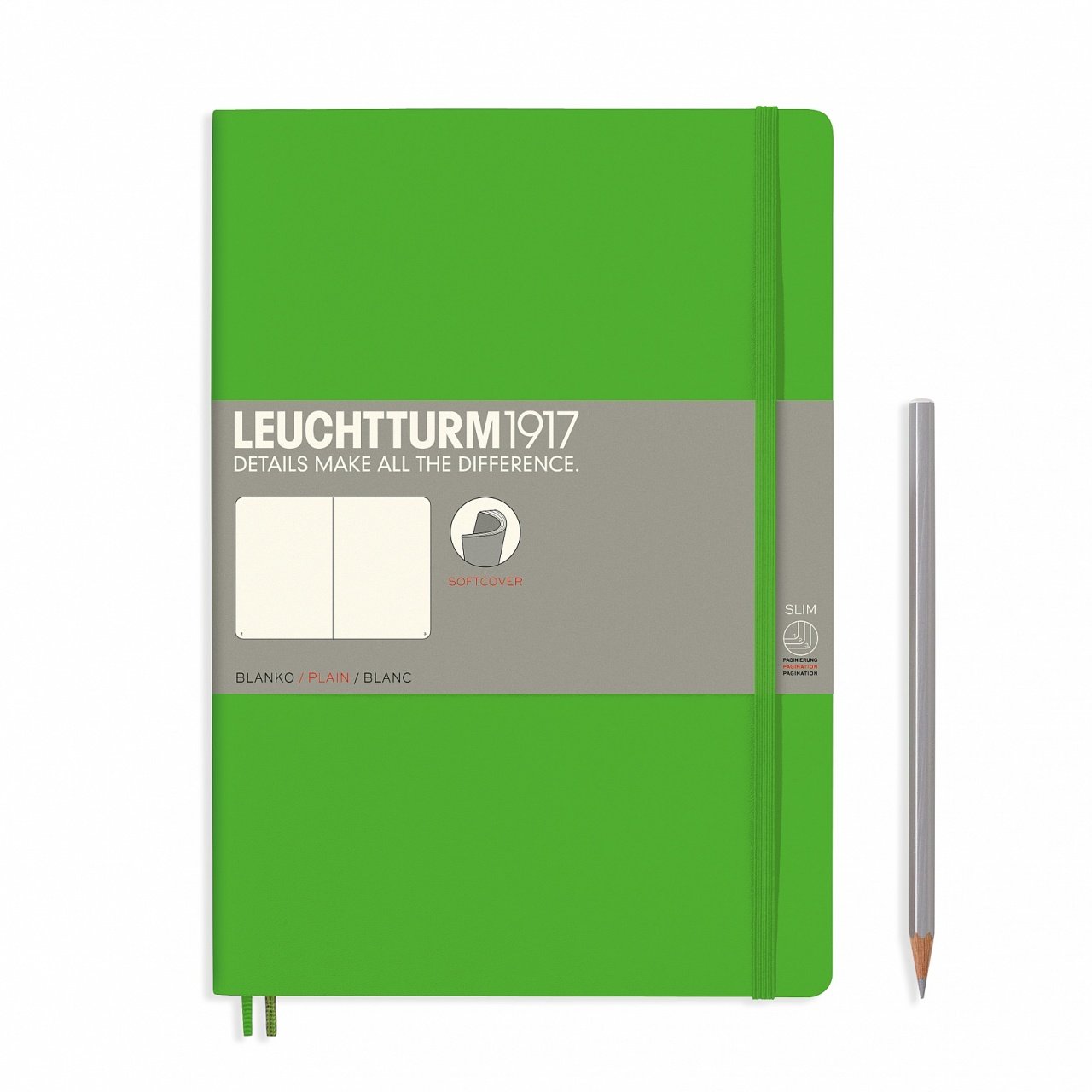 Leuchtturm1917 Not Defteri Tablet Boy (B5), Yumuşak Kapak, 123 Numaralandırılmış Sayfa, Düz - Taze Yeşil