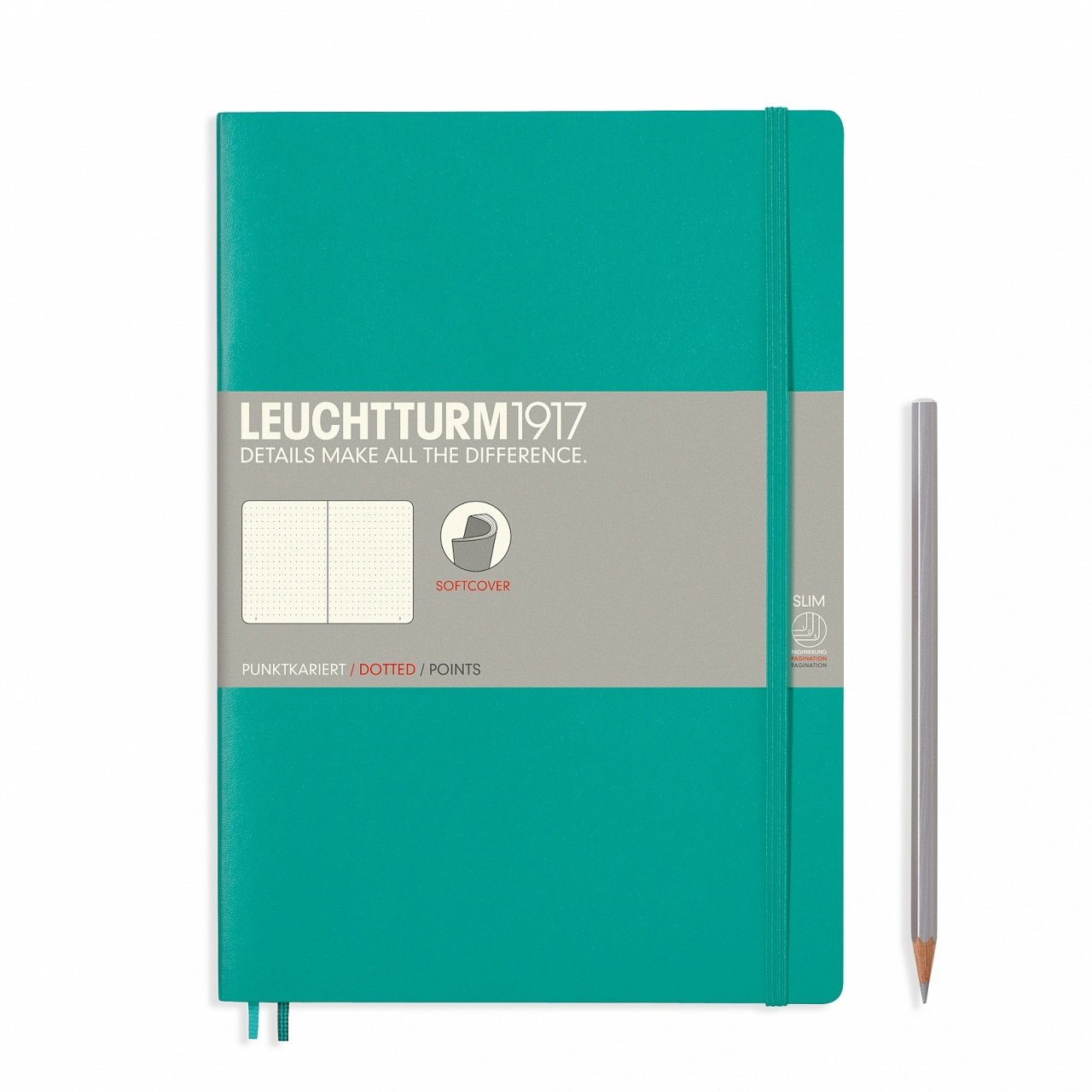 Leuchtturm1917 Not Defteri Tablet Boy (B5), Yumuşak Kapak, 123 Numaralandırılmış Sayfa, Noktalı - Zümrüt Yeşil