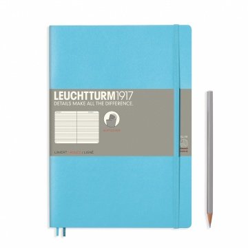 Leuchtturm1917 Not Defteri Tablet Boy (B5), Yumuşak Kapak, 123 Numaralandırılmış Sayfa, Çizgili - Buz Mavi
