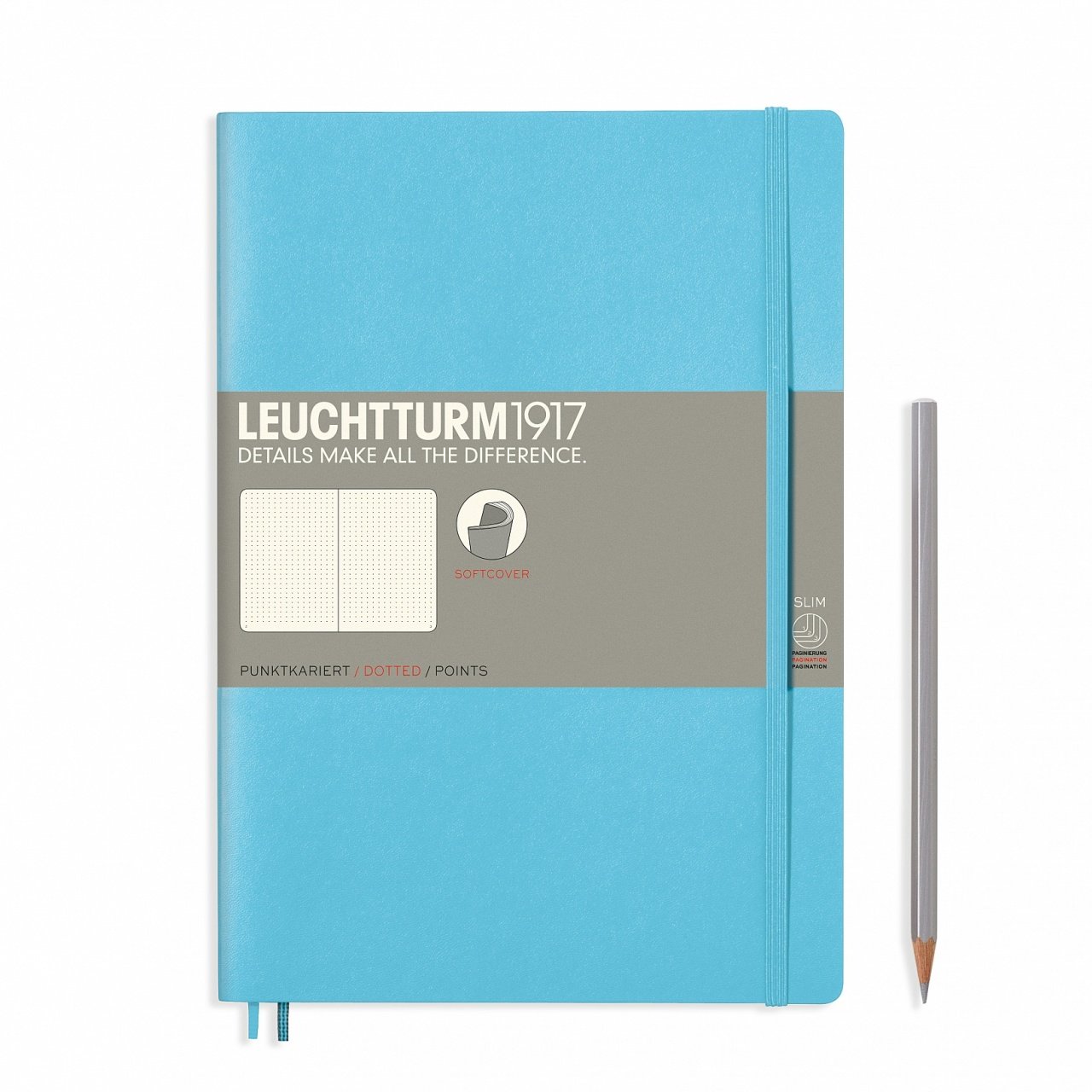 Leuchtturm1917 Not Defteri Tablet Boy (B5), Yumuşak Kapak, 123 Numaralandırılmış Sayfa, Noktalı - Buz Mavi
