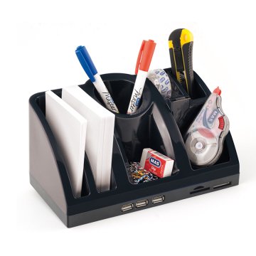 MAS 6602 Masaüstü Tekno Organizer, 3 Adet USB Girişli, Siyah