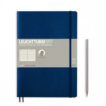 Leuchtturm1917 Not Defteri Tablet Boy (B5), Yumuşak Kapak, 123 Numaralandırılmış Sayfa, Çizgili - Lacivert