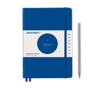 Leuchtturm1917 Bauhaus Serisi Not Defteri, Orta Boy (A5), Sert Kapak, 251 Numaralandırılmış Noktalı Sayfa, Kraliyet Mavi - Kırmızı Noktalı