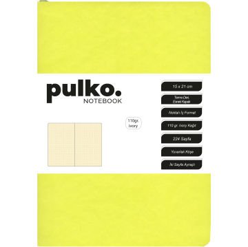 PULKO Notebook Not Defteri, 110gr Ivory Kağıt, A5 Boyut, Termo Deri, 224 Sayfa, Noktalı, 044, Vanilya