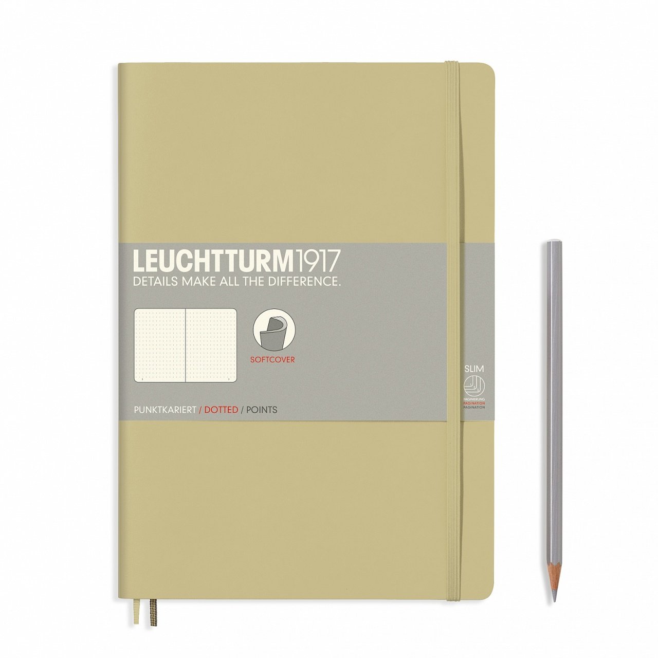 Leuchtturm1917 Not Defteri Tablet Boy (B5), Yumuşak Kapak, 123 Numaralandırılmış Sayfa, Noktalı - Kum Gri