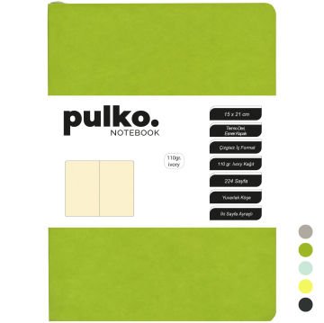 PULKO Notebook Not Defteri, 110gr Ivory Kağıt, A5 Boyut, Termo Deri, 224 Sayfa, Düz, 047,