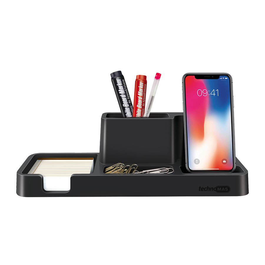 MAS 6616 Kablosuz Akıllı Telefon Şarjlı Masaüstü Organizer, Siyah