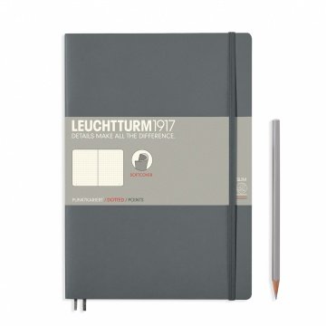 Leuchtturm1917 Not Defteri Tablet Boy (B5), Yumuşak Kapak, 123 Numaralandırılmış Sayfa, Noktalı - Antrasit Gri