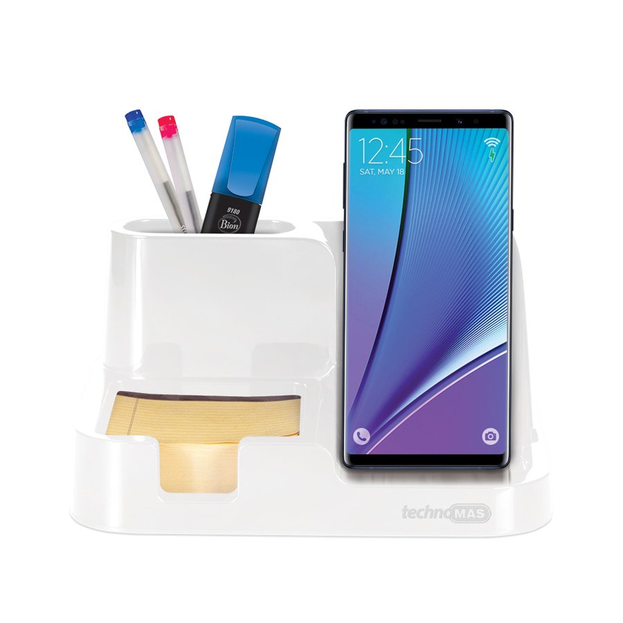 MAS 6617 Kablosuz Akıllı Telefon Şarjlı Masaüstü Organizer, Beyaz