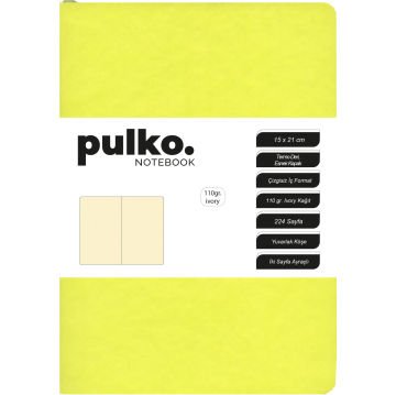 PULKO Notebook Not Defteri, 110gr Ivory Kağıt, A5 Boyut, Termo Deri, 224 Sayfa, Düz, 047, Vanilya