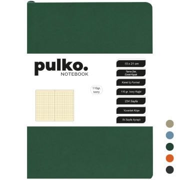 PULKO Notebook Not Defteri, 110gr Ivory Kağıt, A5 Boyut, Termo Deri, 224 Sayfa, Kareli, 048,