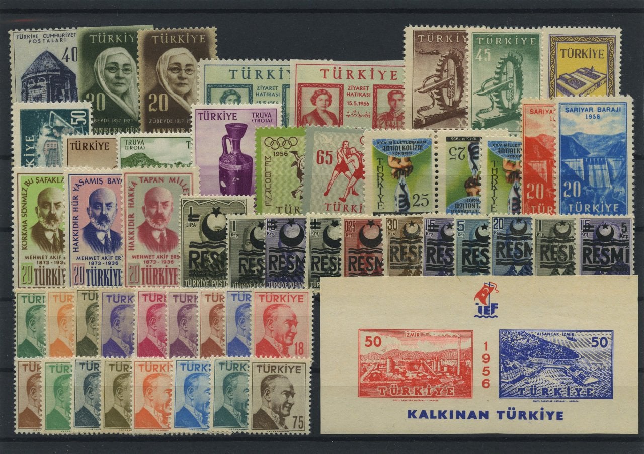 Türkiye Cumhuriyeti Pul Koleksiyonu - 1956 Yıl Seti