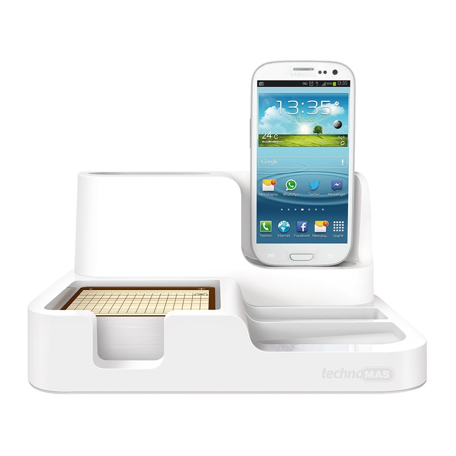 MAS 6608 Şarjlı Masaüstü Organizer (Samsung Galaxy için), Beyaz