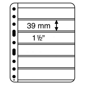 Leuchtturm VARIO  Plus Ekstra Sert Yaprak, Siyah Zemin (5'lik Paket), 6S (195 x 39 mm)