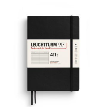 Leuchtturm1917 Not Defteri Orta Boy (A5), Sert Kapak, 411 Numaralandırılmış Sayfa, Siyah - Çizgili
