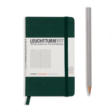 Leuchtturm1917 Not Defteri Cep Boy (A6), Kumaş Sert Kapak, Asker Yeşili - Kareli