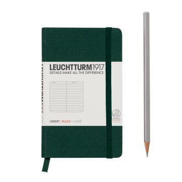 Leuchtturm1917 Not Defteri Cep Boy (A6), Kumaş Sert Kapak, Asker Yeşili - Çizgili