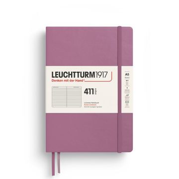 Leuchtturm1917 Not Defteri Orta Boy (A5), Sert Kapak, 411 Numaralandırılmış Sayfa, Tozlu Gül - Çizgili