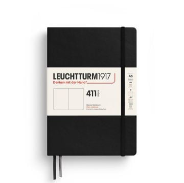 Leuchtturm1917 Not Defteri Orta Boy (A5), Sert Kapak, 411 Numaralandırılmış Sayfa, Siyah - Düz