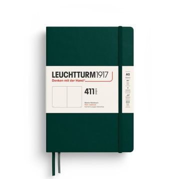 Leuchtturm1917 Not Defteri Orta Boy (A5), Sert Kapak, 411 Numaralandırılmış Sayfa, Orman Yeşili - Düz
