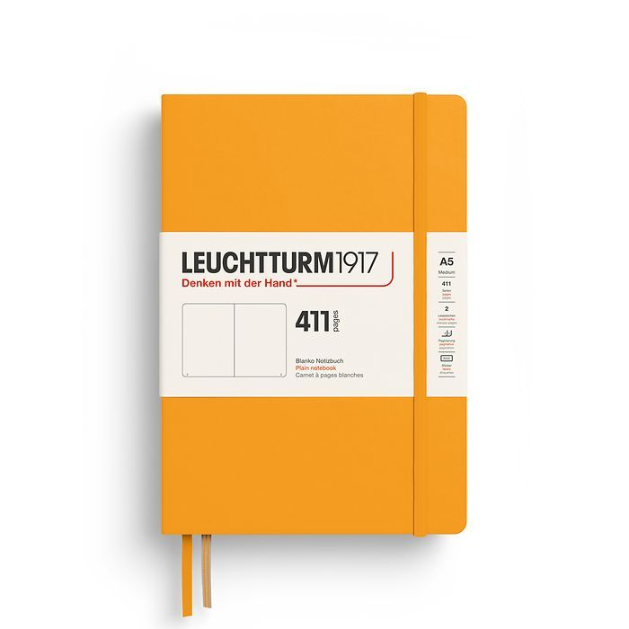 Leuchtturm1917 Not Defteri Orta Boy (A5), Sert Kapak, 411 Numaralandırılmış Sayfa, Gündoğumu Sarı - Düz