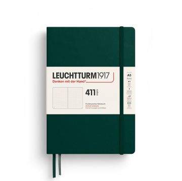 Leuchtturm1917 Not Defteri Orta Boy (A5), Sert Kapak, 411 Numaralandırılmış Sayfa, Orman Yeşili - Noktalı