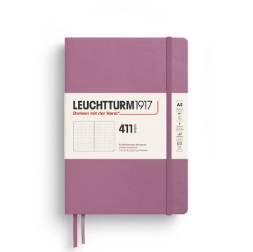 Leuchtturm1917 Not Defteri Orta Boy (A5), Sert Kapak, 411 Numaralandırılmış Sayfa, Tozlu Gül - Noktalı