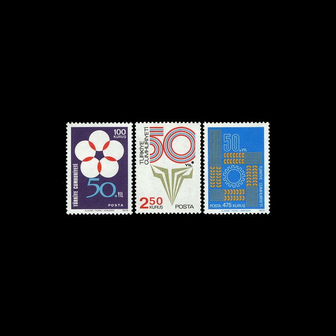 Cumhuriyetin Kuruluşu'nun 50. Yılı (29 Ekim 1973) - Türkiye Cumhuriyeti Pul Koleksiyonu