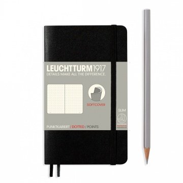 Bloc-notes Leuchtturm1917 mobile Hauteur (A6), Couverture souple, 121 pages numérotées, en pointillés - Noir