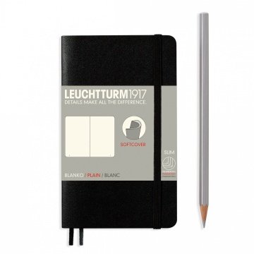 Leuchtturm1917 Not Defteri Cep Boy (A6), Yumuşak Kapak, 121 Numaralandırılmış Sayfa, Düz - Siyah