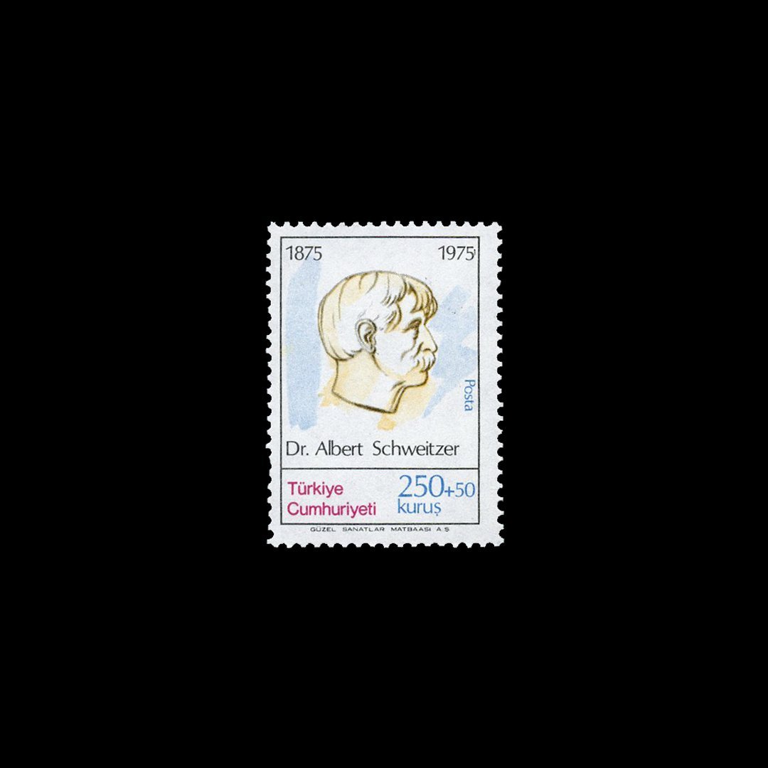 Dr. Albert Schweitzer'ın Doğumunun 100. Yılı (14 Ocak 1975) - Türkiye Cumhuriyeti Pul Koleksiyonu