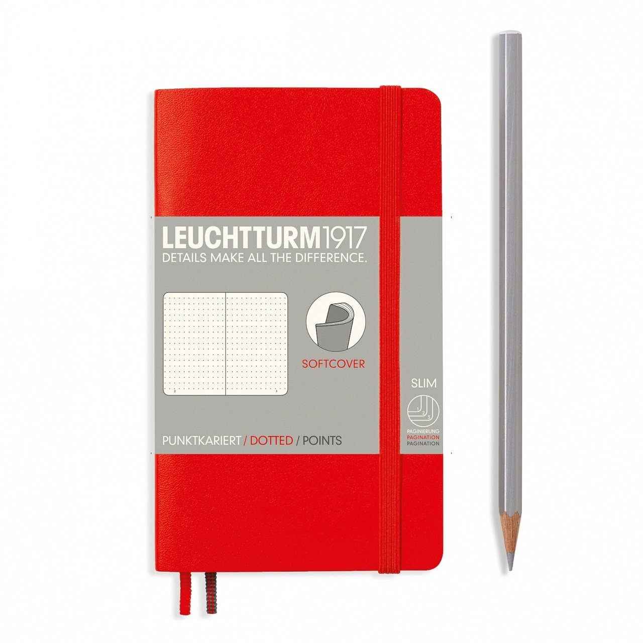 Leuchtturm1917 Not Defteri Cep Boy (A6), Yumuşak Kapak, 121 Numaralandırılmış Sayfa, Noktalı - Kırmızı