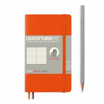 Leuchtturm1917 Not Defteri Cep Boy (A6), Yumuşak Kapak, 121 Numaralandırılmış Sayfa, Çizgili - Turuncu
