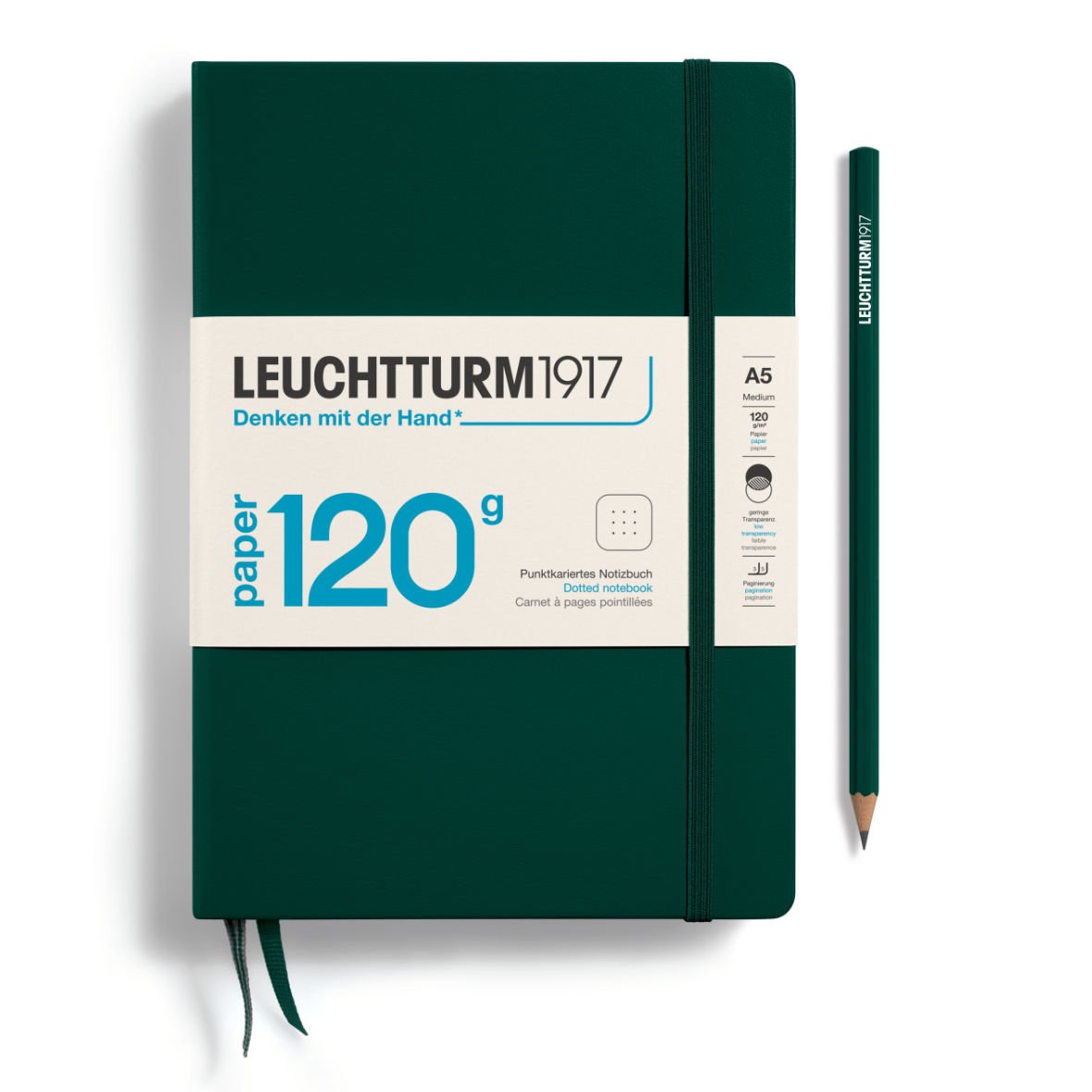 Leuchtturm1917 Not Defteri Orta Boy (A5), Edition 120G, Orman Yeşili - Noktalı