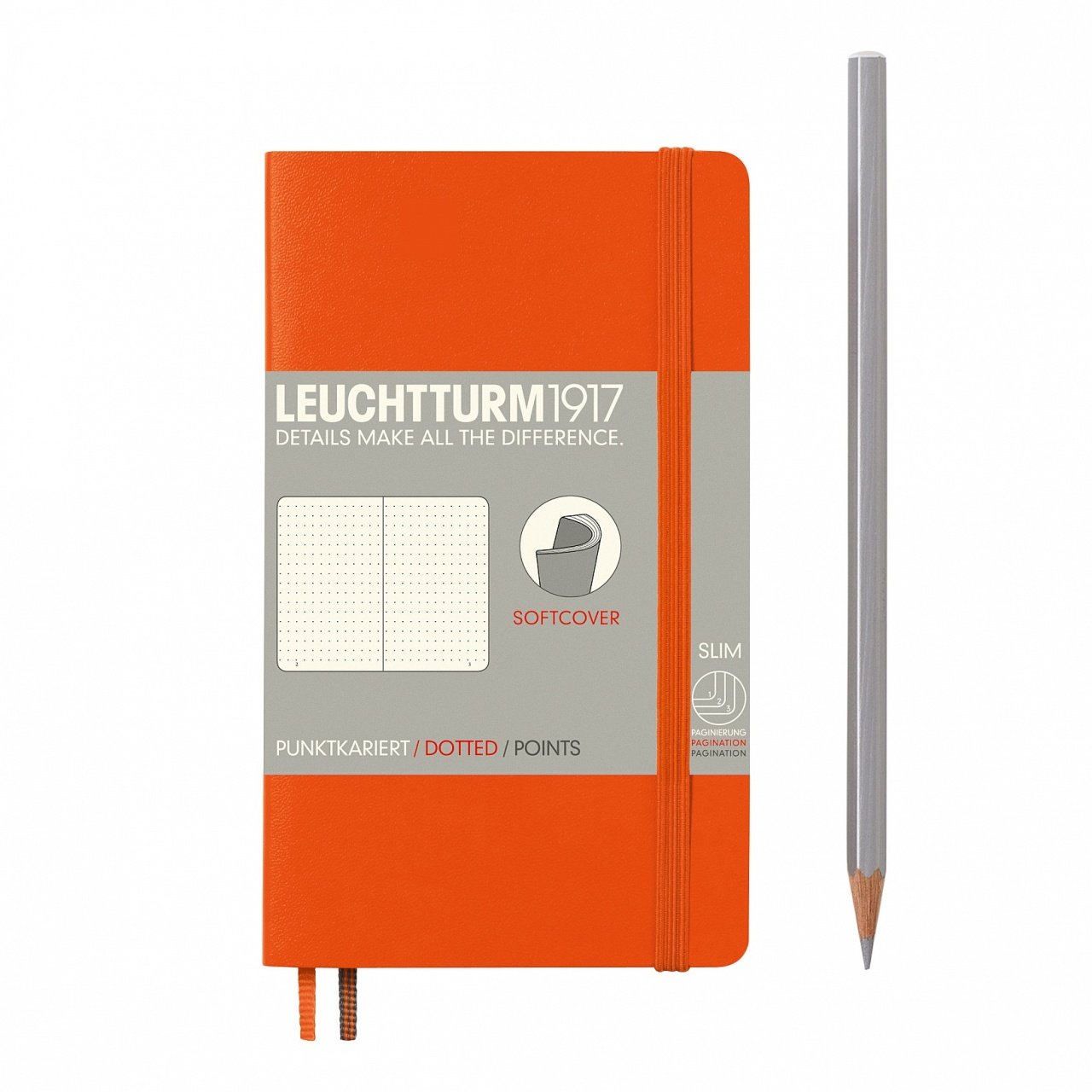 Leuchtturm1917 Not Defteri Cep Boy (A6), Yumuşak Kapak, 121 Numaralandırılmış Sayfa, Noktalı - Turuncu