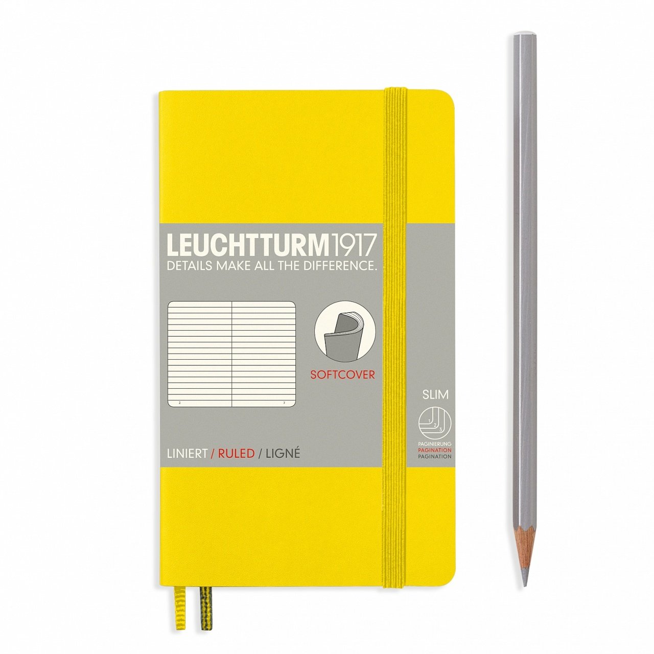 Leuchtturm1917 Not Defteri Cep Boy (A6), Yumuşak Kapak, 121 Numaralandırılmış Sayfa, Çizgili - Limon Sarı
