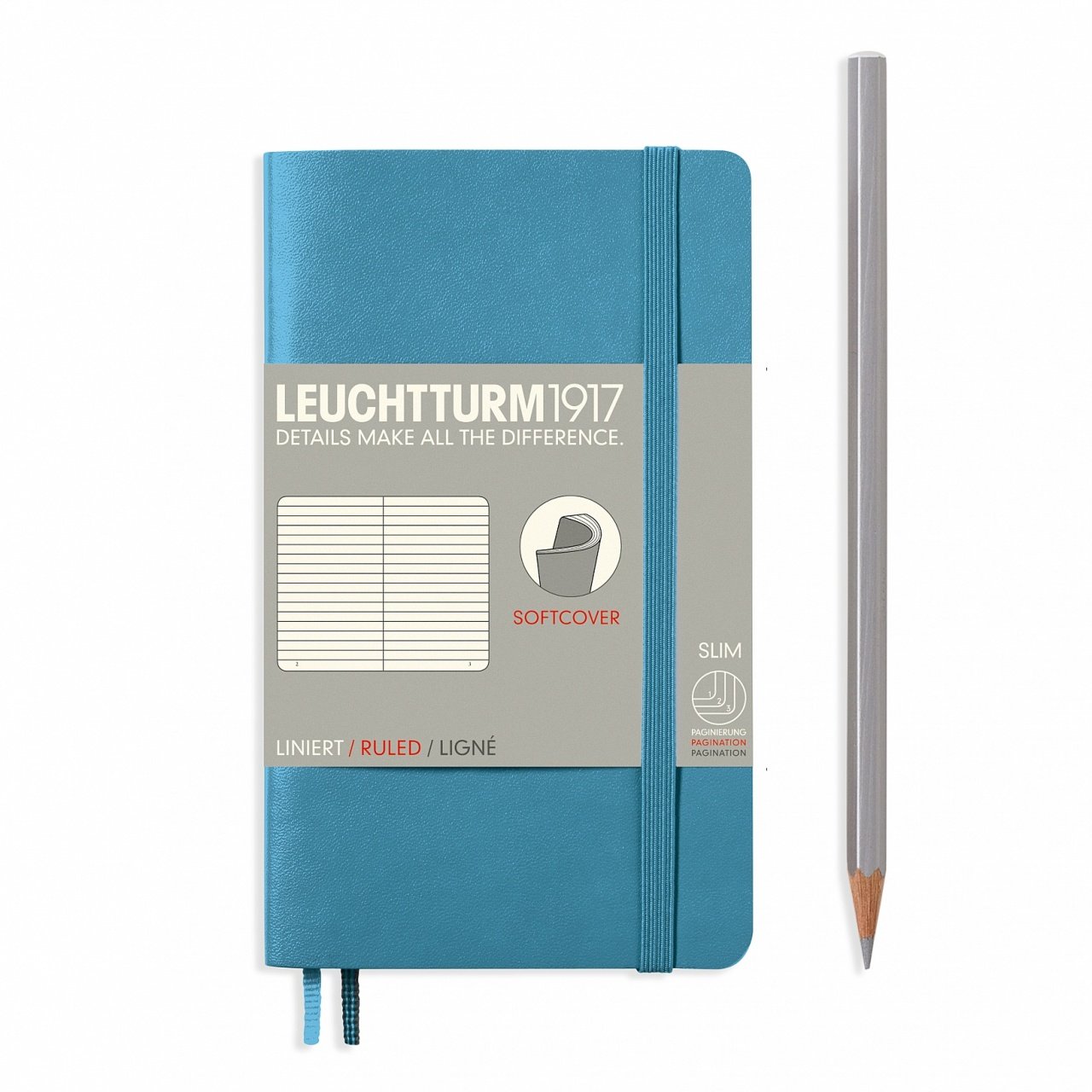 Leuchtturm1917 Not Defteri Cep Boy (A6), Yumuşak Kapak, 121 Numaralandırılmış Sayfa, Çizgili - Kuzey Mavi
