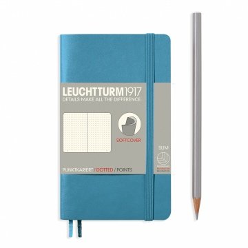 Leuchtturm1917 Not Defteri Cep Boy (A6), Yumuşak Kapak, 121 Numaralandırılmış Sayfa, Noktalı - Kuzey Mavi