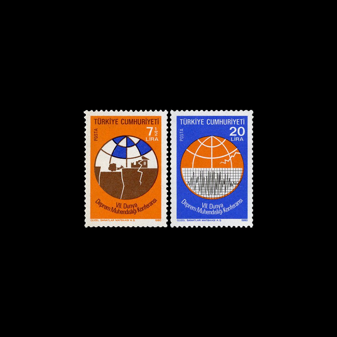 7e Conférence mondiale sur le génie parasismique (8 septembre 1980) - Collection de timbres de la République de Turquie