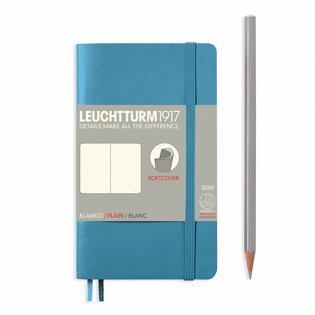 Leuchtturm1917 Not Defteri Cep Boy (A6), Yumuşak Kapak, 121 Numaralandırılmış Sayfa, Düz - Kuzey Mavi