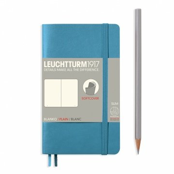 Leuchtturm1917 Not Defteri Cep Boy (A6), Yumuşak Kapak, 121 Numaralandırılmış Sayfa, Düz - Kuzey Mavi