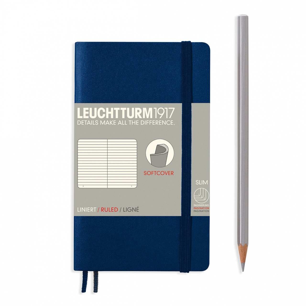 Leuchtturm1917 Not Defteri Cep Boy (A6), Yumuşak Kapak, 121 Numaralandırılmış Sayfa, Çizgili - Lacivert