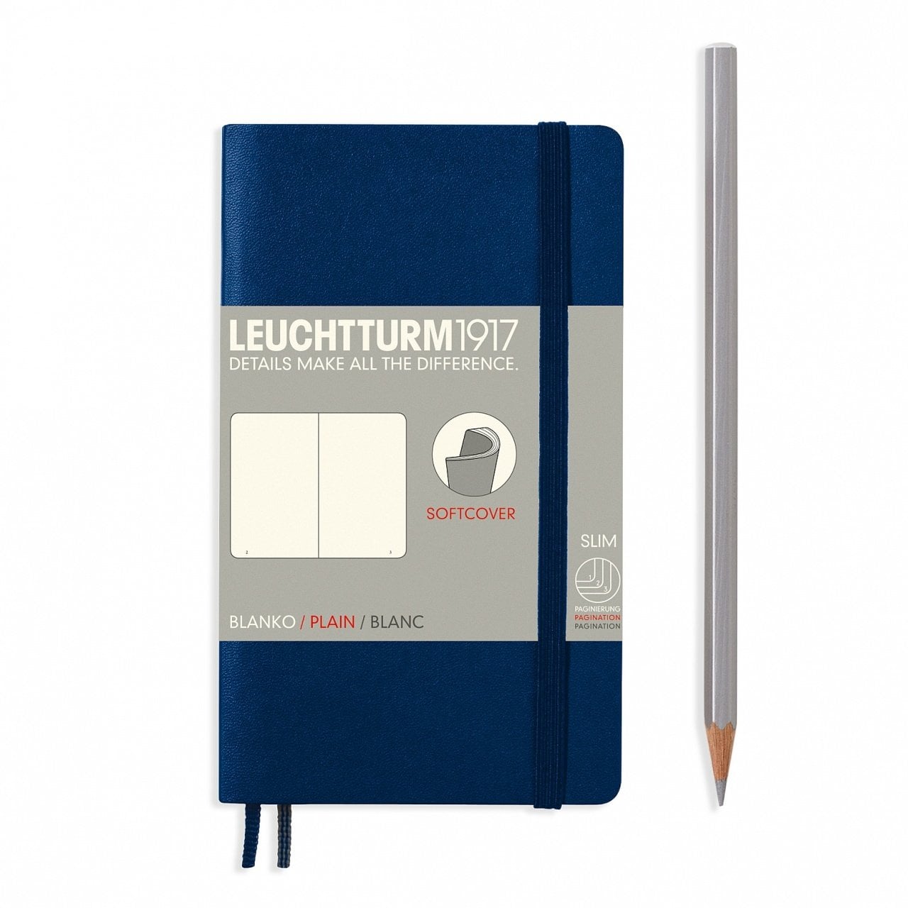 Leuchtturm1917 Not Defteri Cep Boy (A6), Yumuşak Kapak, 121 Numaralandırılmış Sayfa, Düz - Lacivert